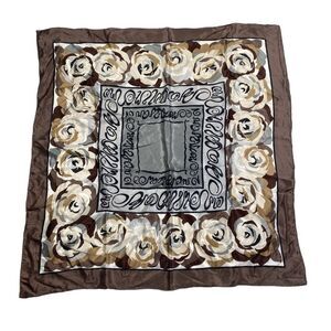 Vintage Adolfo Silk Scarf Neutrals Roses FLAWS